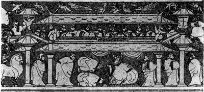 Шаньдун, провинция. Рельефное изображение павильона из погребения семьи У, II в. н. э.