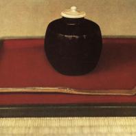 Чайница "Удзи Бунрин" и бамбуковая ложка мастера Гамо Удзисато. XVI в. Национальный музей, Токио