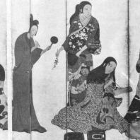 Неизвестный художник. Развлечения женщин. Пара расписных ширм. Первая половина XVII в. Ямато Бункакан, Нара