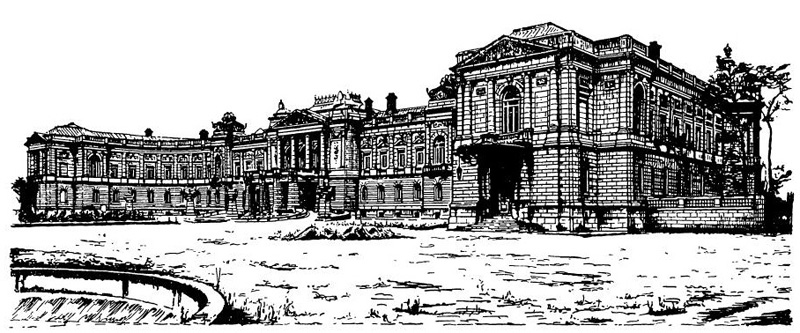 Токио. Дворец Акасака, 1909 г. О. Катаяма. Общий вид