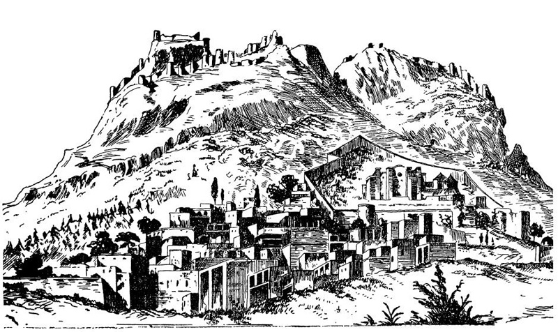 Сис. Общий вид города и крепости. Рисунок середины XIX в.