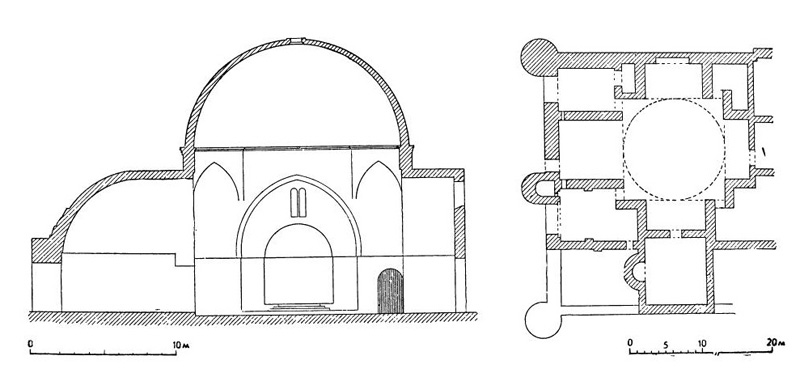 Гегути. Дворец Цихе Дарбази (разрез и план)