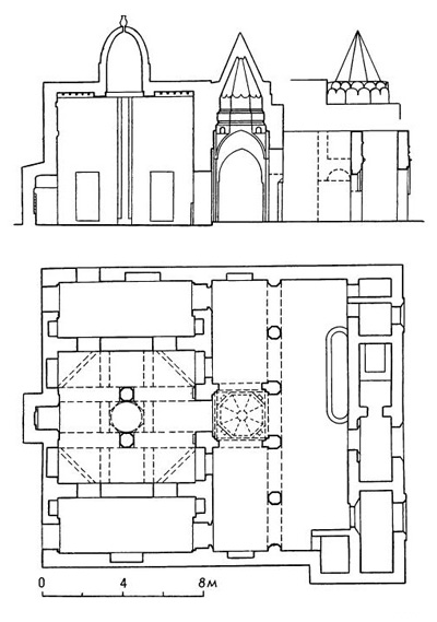 Могадишо. Сомали. Мечеть Фахр ад-Дина, 1264 г. Разрез, план