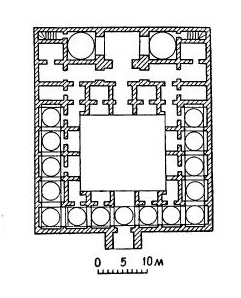 Городище ал-Аскер (Мервский оазис), XI—XII вв. Караван-сарай (реконструкция плана)
