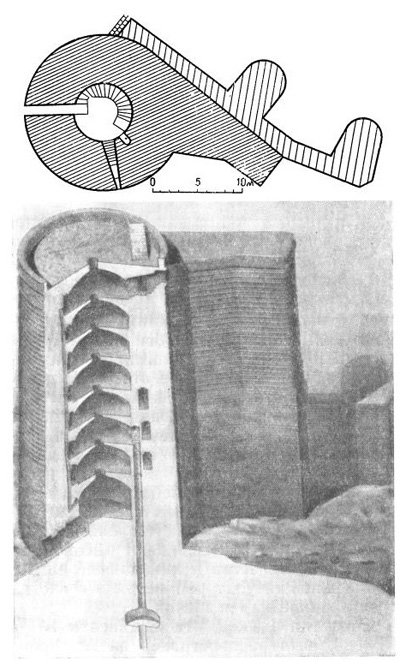 Девичья башня, XII в. План, аксонометрия