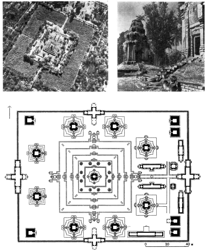 8. Харихаралайя. Баконг, 881 г. Общий вид. Башни, расположенные на нижней платформе. План