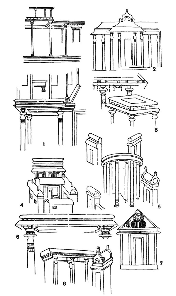 9. Изображения построек в росписях Аджанты, I в. до н. э. — VII в. н. э.