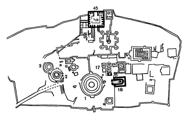 Санчи. план монастырского комплекса III в. до н. э. — XII в. н. э.