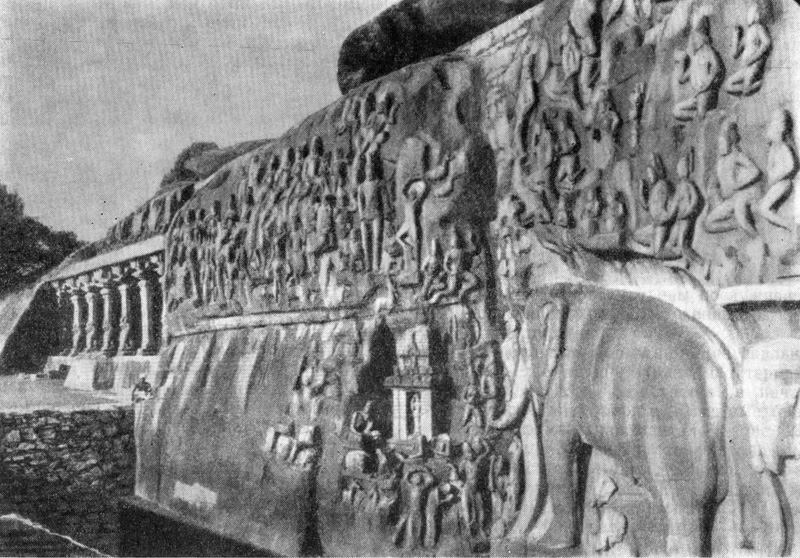 22. Мамаллапурам. Барельеф на скале «Нисхождение реки Ганг на землю», VII в. Общий вид
