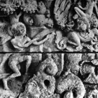 Похищение Мригавати. Рельеф стены бассейна Джалатунда. Выс. 55 см. Джакарта. Национальный музей