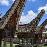 Индонезия, Южный Сулавеси, традиционный жилой дом tongkonan