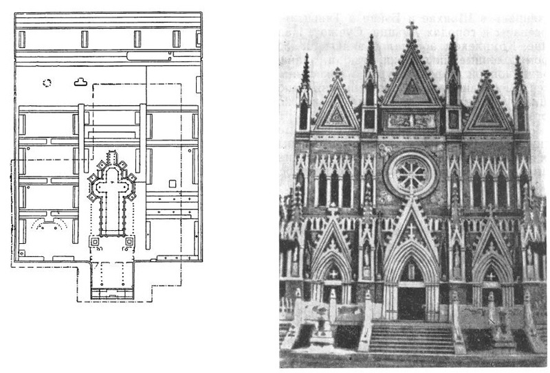 Пекин. Кафедральный собор Бэй-тан, 1887—1889 гг. Общий вид, план