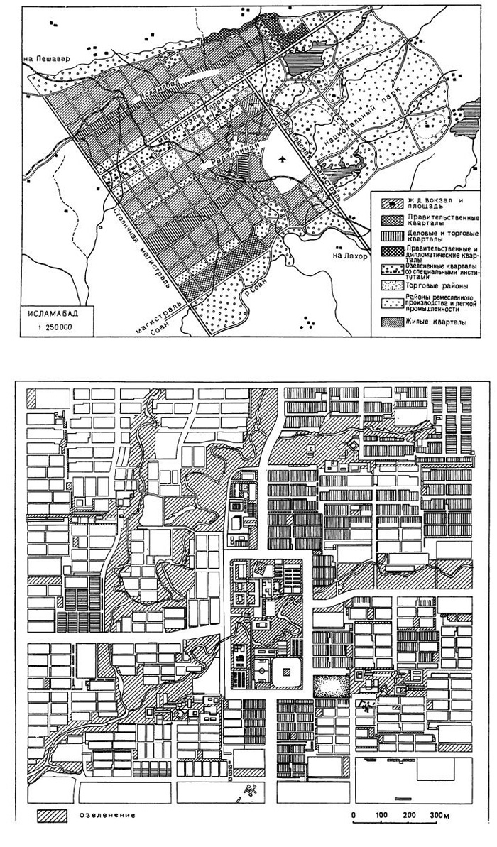 Исламабад. План города и план жилого сектора, 1960 г. Арх. К. Доксиадис