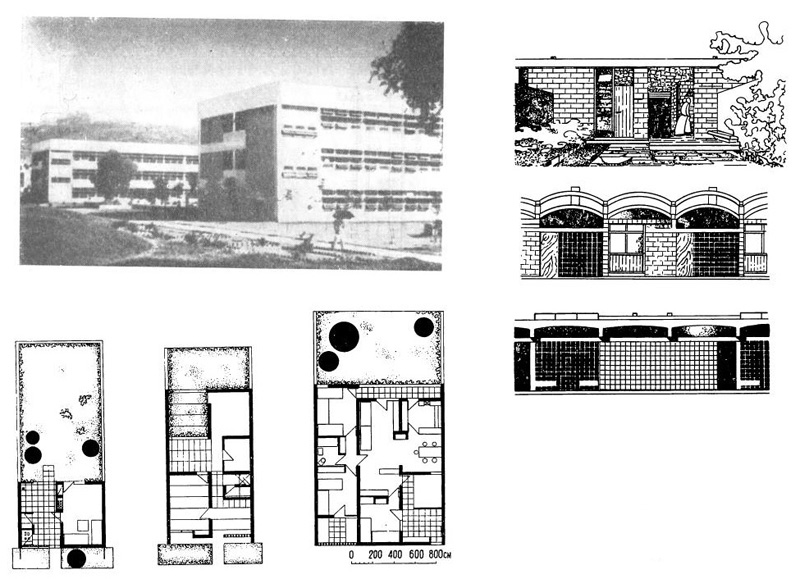 Исламабад. Жилая застройка, 1964 г. Общий вид, планы и фасады жилых домов