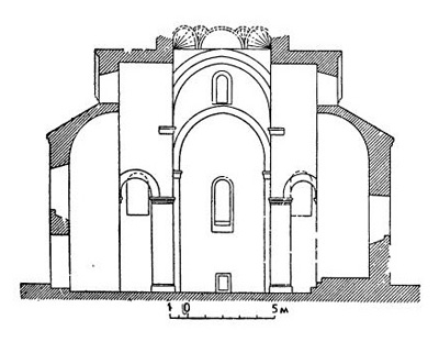 Багаран. Церковь, 624—631 гг. Продольный разрез