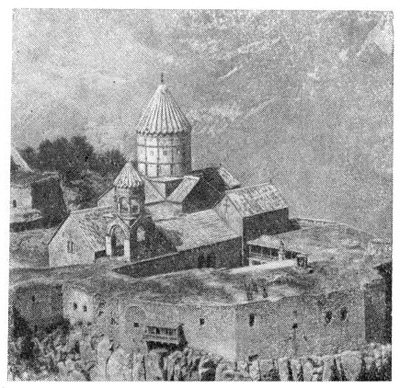 Татев. Общий вид монастыря до обрушения 1931 г.
