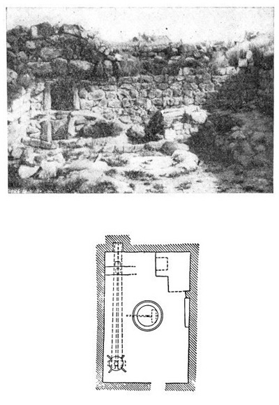 Ани Льняная маслобойня монастыря Григория, XIII в. Фрагмент интерьера и схема плана
