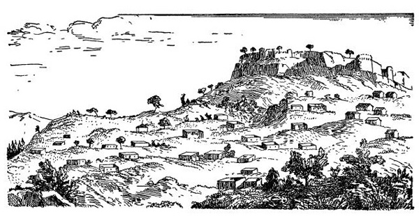 Ламброн. Замок Ошинидов (Гетумидов), XII—XIV вв. Рисунок середины XIX в.