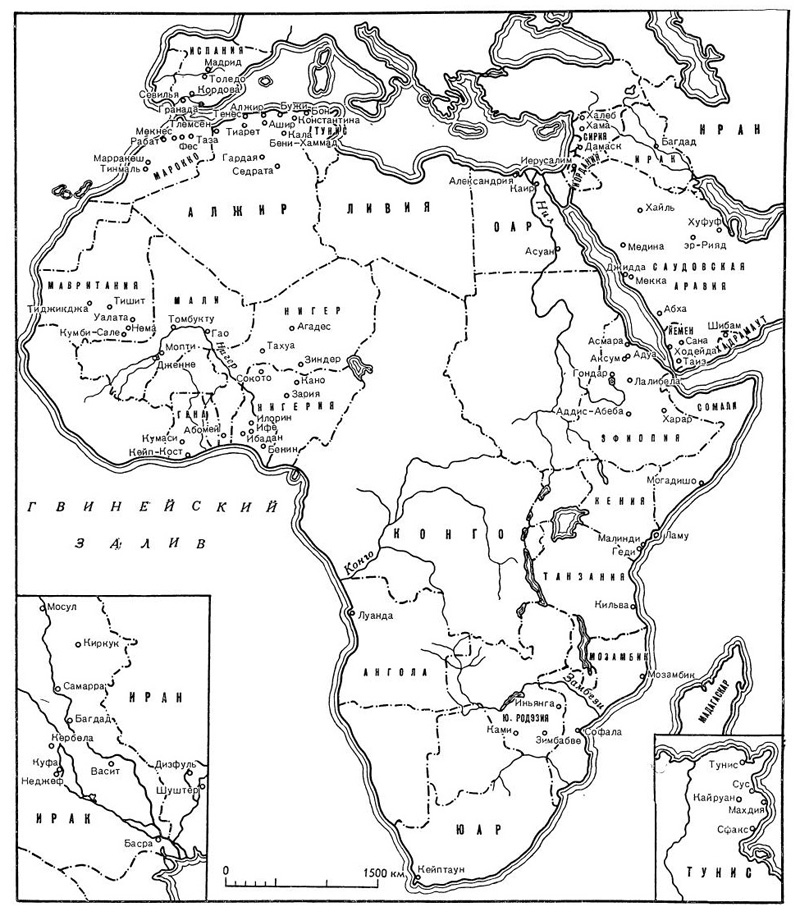 Карта Африки и Ближнего Востока