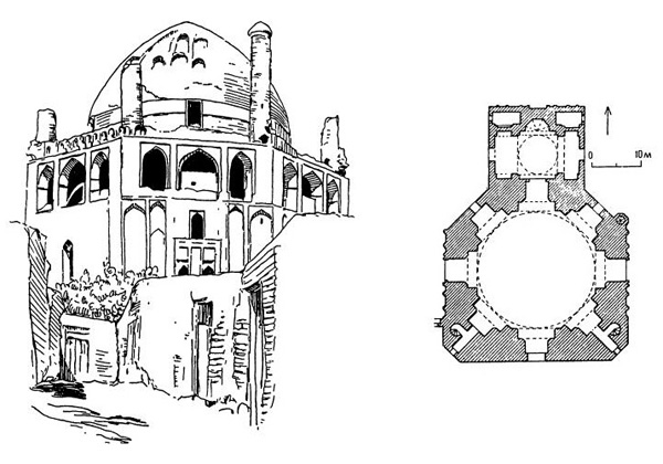 Султание. Мавзолей Олджейту Ходабенде, 1305—1313 гг. Общий вид, план