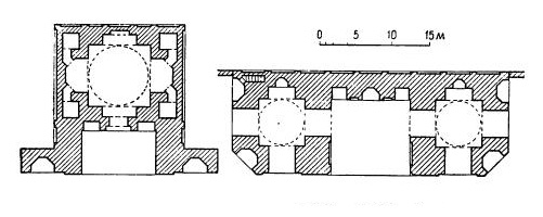 Мечети-мусалла в Туруке (1433—1434 г.) и Мешхеде (1676). Планы