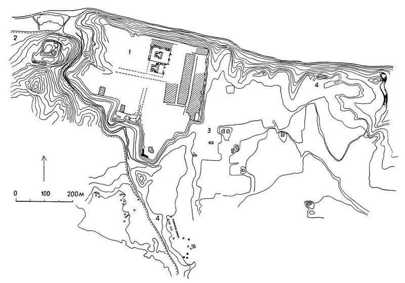 Городище древнего Пенджикента VII—VIII в. Северный Таджикистан. План
