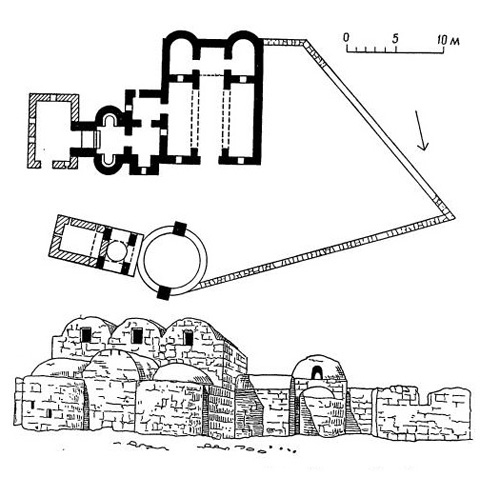 Кусейр-Амра, начало VIII в. План, общий вид