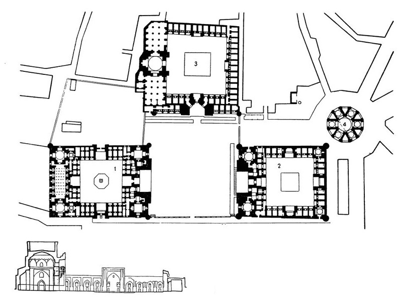 Самарканд. Мавзолей Абди-Бирун, 1633 г. План, разрез