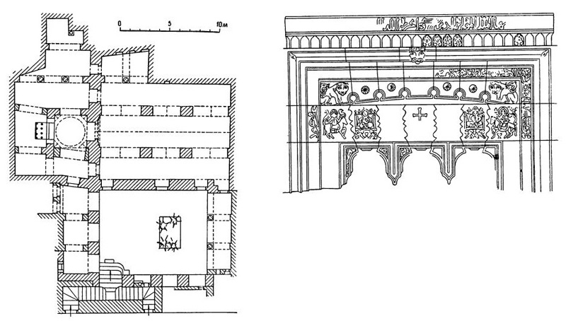 Мосул. Церковь Мар Ахуддемех, XII в. План, деталь входа