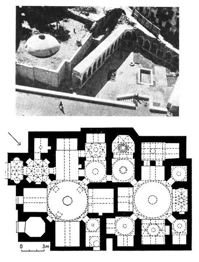 Баку. Рыночная площадь и баня Гаджи-хаммам, XVII в. (?). Общий вид, план бани