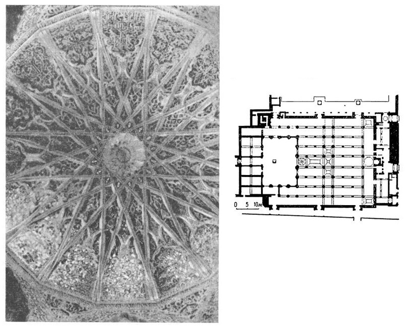 Таза. Большая мечеть. XII—XIII вв. План, купол перед михрабом
