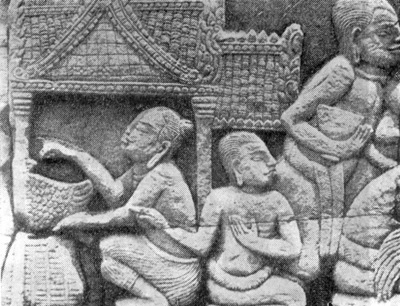 38. Ангкор Том. Байон. Рельеф с изображением жилой постройки