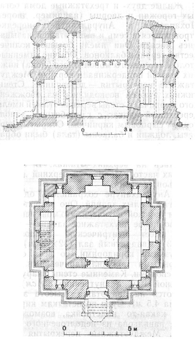 3. Анурадхапура. Дворцовое здание — малигава, IV— VII вв. План и разрез