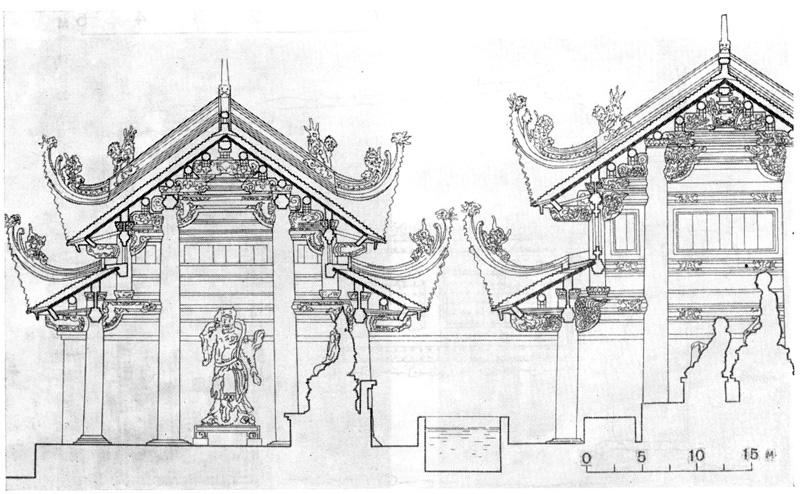 16. Шон-тэй. Храм Тэй-фыонг, XVII в. Разрез